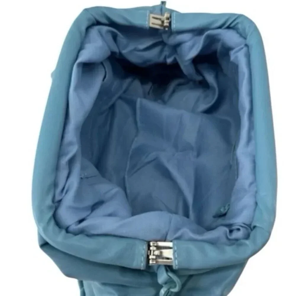 Badgley Mischka Wrapped Frame Clutch Chain Strap Blue Purse NWT MSRP $129 Vegan - Picture 3 of 5